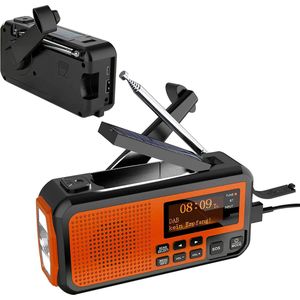 Follesa® Noodradio - Noodradio - 5500Mah Solar Powerbank - Survivalradio - Dab+/FM - Solar Opwindbaar - Powerbank - Bluetooth - Digitale Wekker - Noodpakket