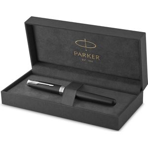 Parker Sonnet rollerballpen | matzwart gelakt met palladium trim | fijne punt zwarte inkt | geschenkverpakking