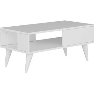 In And OutdoorMatch Stijlvolle Salontafel Mandli - 40x90x45 cm - Wit - Modern en Elegant Design - Spaanplaat - Kunststof -