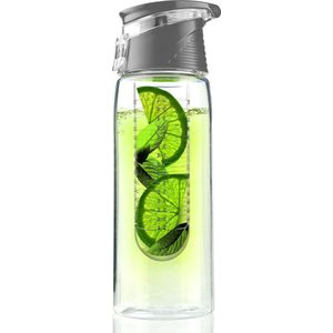 Asobu Flavour It 2 Go Drinkbeker - Incl. Fruitinfuser - 600 ml - grijs