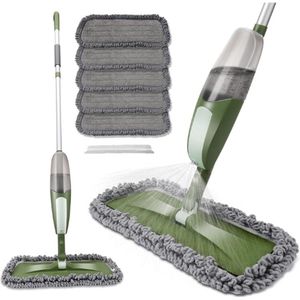 Spray Mop Voor Vloerreiniging - Microvezel Natte Droge Mops Met 5 Vervangende Pads - 550ML Hervulbare Fles - Vloer Stof Mop Voor Laminaat Houten Vinyl Hardhout Tegel