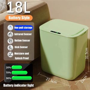 Prullenbak - Smart Prullenbak - Badkamer Accessoires - 18 Liter - Afval scheiden - Op Batterij - Slimme Sensor - Elektrische Afvalbak - Kleur Groen