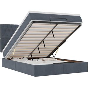 vidaXL - Ottoman - bed - met - matrassen - 140x190cm - fluweel - donkergrijs