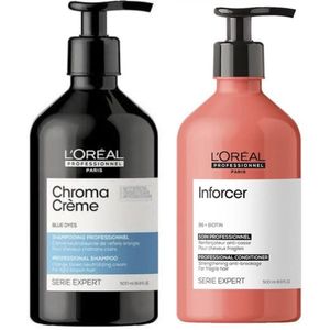 L`Oreal Professionel - Bruin Haar Pakket - 500ML - Chroma Creme As Shampoo - Inforcer Conditioner 500ml - Serie Expert Giftset