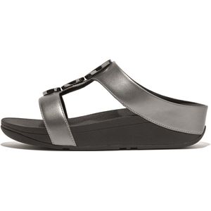 FitFlop Halo Bead-Circle Metallic H-Bar Slides ZWART - Maat 38