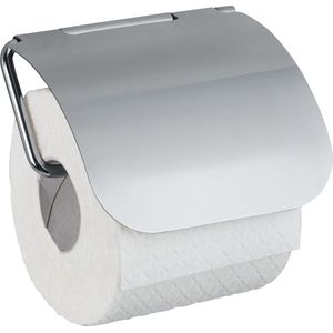 Static-Loc Plus toiletrolhouder met deksel Osimo, toiletrolhouder, veilige zoneboringen, veilige grip deur statische hechting op glad, luchtdicht deksel, 13 x 13,5 x 3 cm