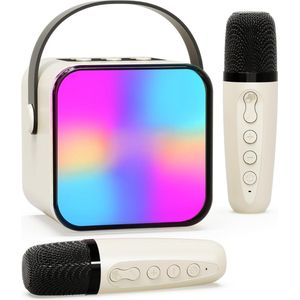 Karaoke Set Voor Volwassenen - Karaoke Set Met 2 Microfoons - Karaoke Set Draadloze Microfoon - Beige