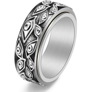 Anxiety Ring - (Ogen) - Stress Ring - Fidget Ring - Draaibare Ring - Spinning Ring - Spinner Ring - Zilver- (20.50 mm / maat 64)