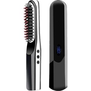 yermin beauty- draadloze Stijlborstel - Stijl Haar - 2 in 1 Elektrische Stijlborstel - Straight Brush - Hetelucht Borstel - Warmteborstel - Haarborstel - Haarverzorging - Stijltang-zwart