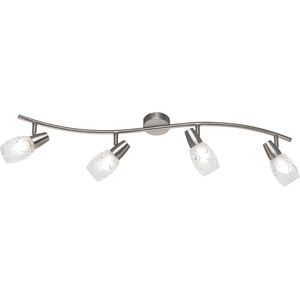 LED Plafondspot - Plafondverlichting - Torna Kalora - E14 Fitting - 4-lichts - Rond - Mat Nikkel - Aluminium