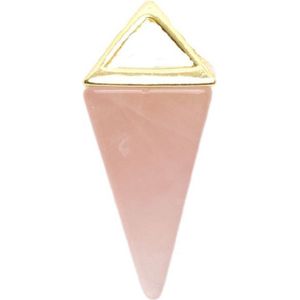 Zentana Rozenkwarts Hanger - Ketting Pendel - Goudkleurigen Piramide