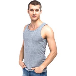 Top kwaliteit heren onderhemd - 100% katoen - Grijs - Maat L