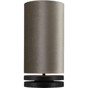 Tafellamp Livio zwart - Ø 20 cm - kap velours taupe