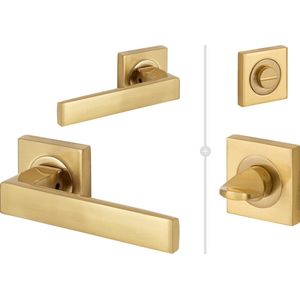 Eliot® VICTORIA deurklink set op rozet - mat goud - incl. WC rozetten - vrij/bezet