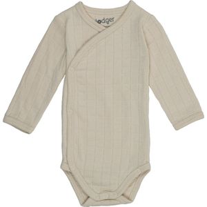 Lodger Romper lange mouw - Overslag - Rekbaar katoen - maat 50 - beige