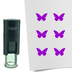 CombiCraft Stempel Vlinder 10mm rond - paarse inkt