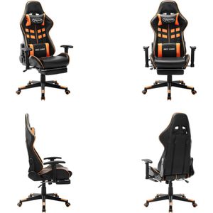 vidaXL Gamestoel met voetensteun kunstleer zwart en oranje - Gamingstoel - Gamingstoelen - Racingstoel - Racingstoelen