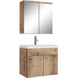 Badplaats Badkamermeubel Set Montreal 01 60 cm - Kastanje Eiken - Badmeubel met spiegelkast