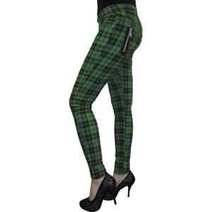 Banned - CHECK Skinny fit broek - XXS - Groen