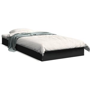 vidaXL - Bedframe - bewerkt - hout - zwart - 90x200 - cm