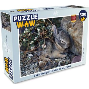 Puzzel Baby konijn - Rots - Huisdier - Legpuzzel - Puzzel 500 stukjes