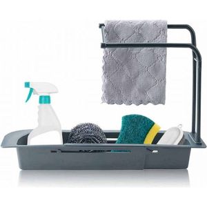 Gootsteen organizer - Sink Organizer - Aanrecht Organizer - Gootsteen bakje - Sponshouder - Grijs