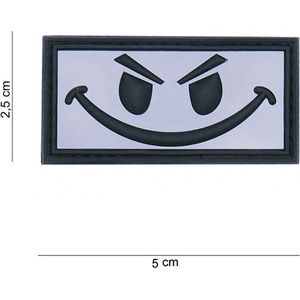Embleem 3D PVC Evil Smiley wit