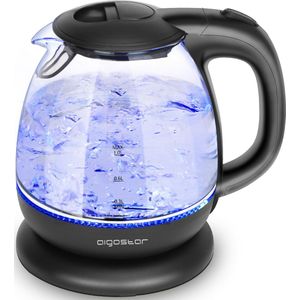 Aigostar Elfin 30IAX -  Waterkoker glas - watekokers klein met LED - 1 Liter - Zwart