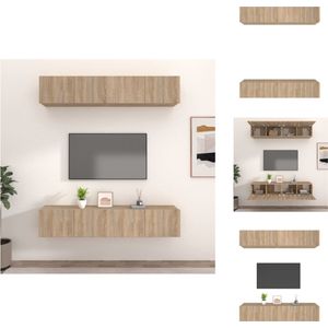 vidaXL Sonoma Eiken TV-Meubelen - Set van 4 - 80x30x30cm - Wandgemonteerd - Met praktische deuren - Hoogwaardig bewerkt hout - Kast
