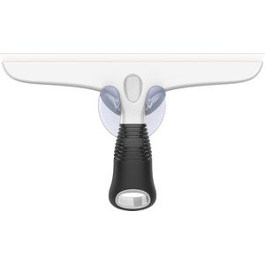 Siliconen douchewisser met zuignaphouder, douchewisser, raamwisser voor spiegel, raam, douchedeur, badkamer, Flitsche badkamerwisser, glazen wisser, glasreinigingsset, wit en zwart