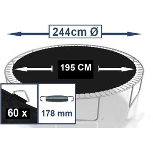 Springmat voor trampoline 244 cm met 60 ringen voor 18 cm. veren