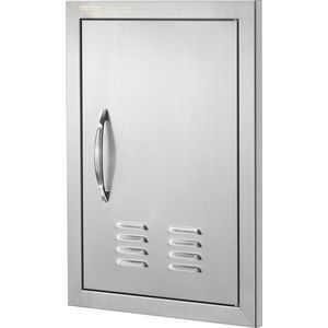 VEVOR Toegangsdeur Voor Grill Met Handgreep,Ventilatiesleuven - 407 x 559 Mm - Enkele Deur Voor Buitenkeuken - Verzonken Roestvrijstalen Deur - Verticale Wanddeur - Voor Grileiland, Grillstation, Buitenkast
