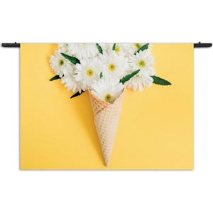 Mezo Wandkleed Ijshoorn met Bloemen Rechthoek Horizontaal XXXL (150 X 210 CM) - Wandkleden - Met roedes