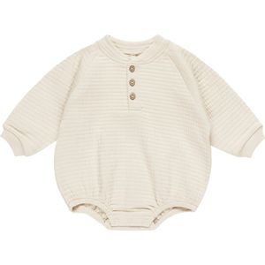 Quincy Mae - Bodysuit - Henly bubble romper natural - creme - 0-3 maanden - maat 56/62 - baby outfit