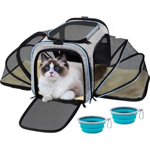 Vulpes Goods® Pets - Draagtas Hond en Kat - Reismand Kat & Hond - Reistas - Hondenrugzak - Transporttas - Draagzak Hond - Incl. twee voerbakken