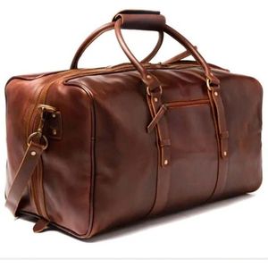 Cargro – 100% Lederen Weekendtas - Handgemaakt - Unisex - Reistas - Sporttas - Duffel bag - 100% Luxe Top-Grain Leer – Weekender 05 Bruin