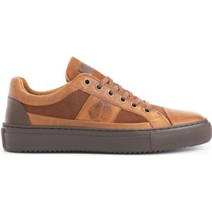 NoGRZ A.Maggi Leren damessneakers - gevoerde veterschoenen - Cognac Bruin Leer - Maat 41