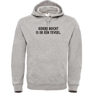 Wintersport hoodie grijs M - Iedere bocht is er één teveel - soBAD. | Foute apres ski outfit | kleding | verkleedkleren | wintersporttruien | wintersport dames en heren