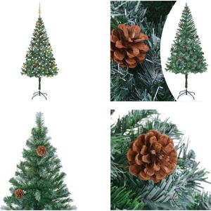 vidaXL Kunstkerstboom met LED's en kerstballen en dennenappels 180 cm - Kunstkerstboom - Kunstkerstbomen - Kerstboom - Kerstdecoratie