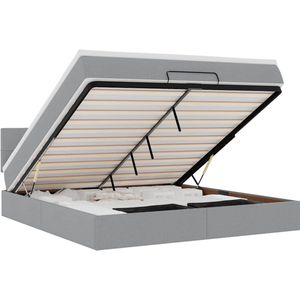 vidaXL - Bed - met - matras - 160x200 - cm - stof - lichtgrijs