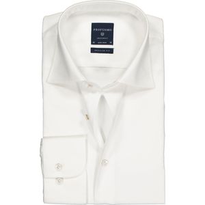 Profuomo regular fit overhemd - fine twill - wit - Strijkvrij - Boordmaat: 38