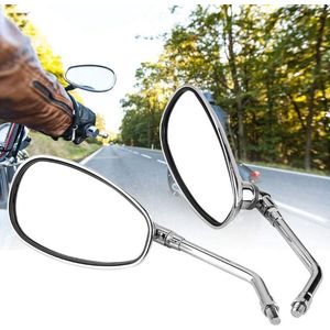 2 Stuks Motorfiets Verstelbare Achteruitkijkspiegels Chroom - Verbeterde Achteruitkijkspiegels met Chrome Finish