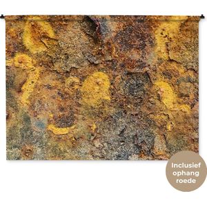 Wandkleed - Wanddoek - Goud - Metaal - Roest - Grijs - Abstract - Patroon - 180x135 cm - Wandtapijt