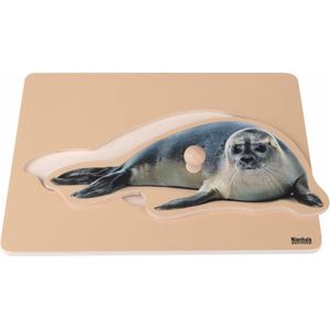 Nienhuis Montessori Kinderpuzzel Zeehond - Houten speelgoed - Houten puzzel - Educatief speelgoed - Houten dieren speelgoed - 25 x 15 cm - 1 stukje - Vanaf 2 jaar