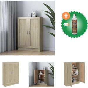 vidaXL Boekenkast 82-5x30-5x115 cm spaanplaat sonoma eikenkleurig - Kast - Inclusief Houtreiniger en verfrisser