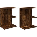 vidaXL - Nachtkastjes - 2 - st - 46,5x29x61 - cm - bewerkt - hout - gerookt - eikenkleur