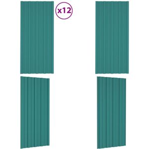 vidaXL Dakpanelen 12 st 100x45 cm gegalvaniseerd staal groen - Dakpaneel - Dakpanelen - Dak Paneel - Dak Panelen