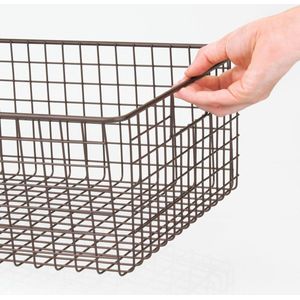 Opbergmand van metaaldraad – flexibel opbergsysteem voor de keuken, voorraadkamer enz. – grote en universele draadmand met handgrepen – set van 2 – bronskleuren