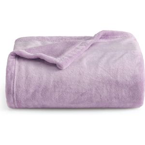 Fleece sofa sierdeken - veelzijdige deken pluizige zachte plaid voor bed en bank, sier / eenpersoons, lichtpaars, 130 x 150 cm