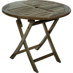 PrimeMatik - Ronde tafel 90 cm inklapbaar voor buitentuin in gecertificeerd teakhout